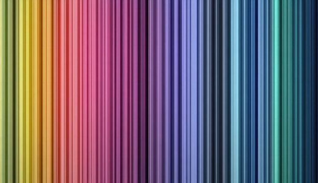 Vertical bands display a spectrum of colors, transitioning smoothly from warm hues to cool tones. The lines create an optical illusion of depth