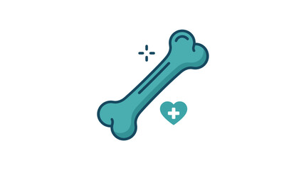 Naklejka premium Healthy bone icon with medical heart symbol representing orthopedic and bone health care on white background