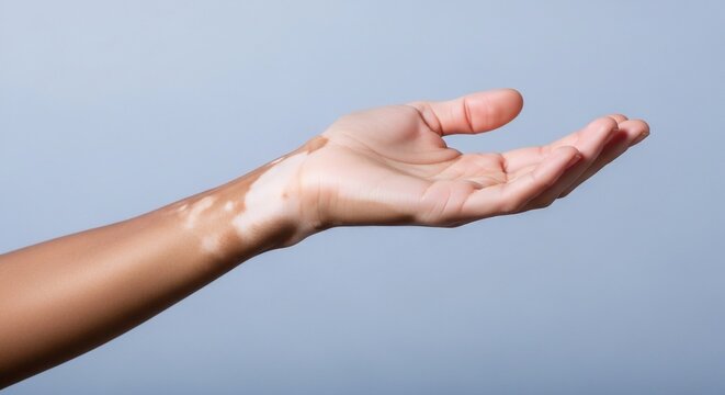 A person's hand is extended with cream on it
