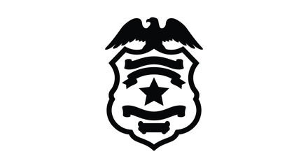 Fototapeta premium Police Badge With Eagle Emblem Black Silhouette