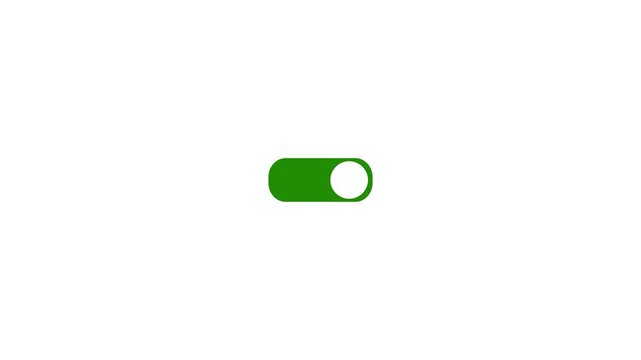 Animated toggle switch button turning on, user interface green switch animation