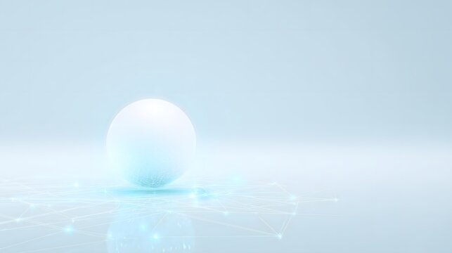 High-tech digital abstract background with glowing sphere and blue light network