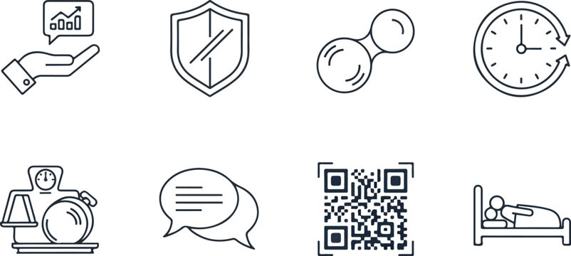 Business and lifestyle icon set finance security communication and time management