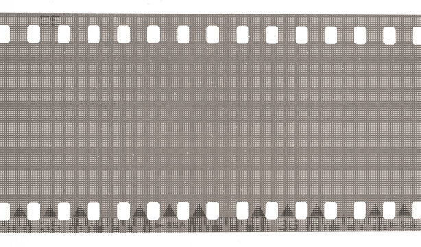 Vintage film strip frame with halftone texture and distressed analog details isolated on transparent background.