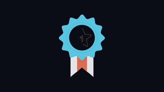 Flat design badge with first place star icon award
