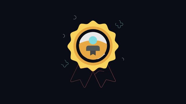 Achievement badge illustration on black background in flat style