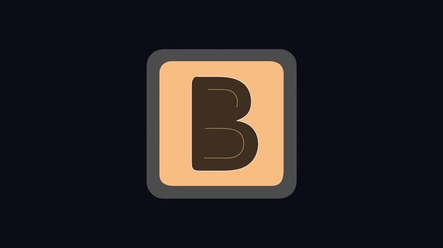Capital letter B in beige square with gray border