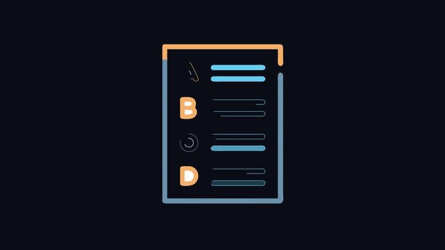 Multiple choice test graphic with answers on dark background