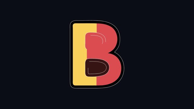 Bold Letter B with Two-Tone Color Scheme on Black