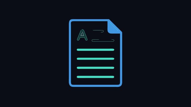 Blue document icon with letter A and text lines