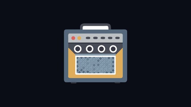 Stylized guitar amplifier illustration against black backdrop graphic design
