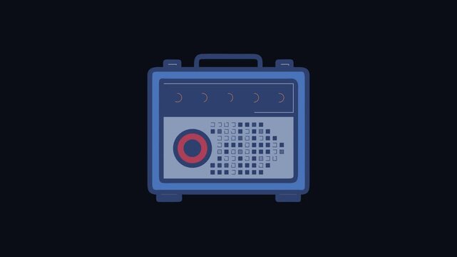 Retro cartoon amplifier with speaker and knobs illustration
