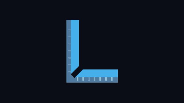 Flat icon of a set square on black background