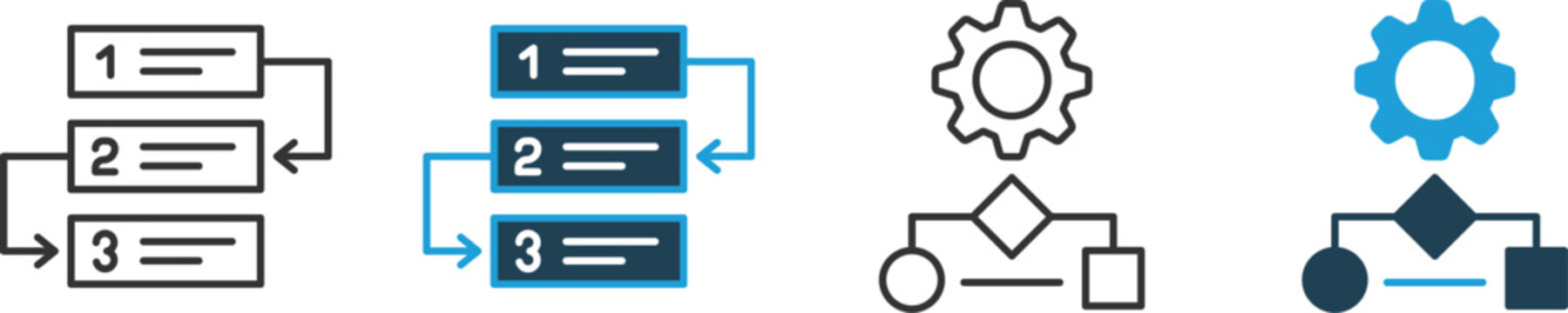 Process Step Icons with Workflow Sequences and System Flowcharts