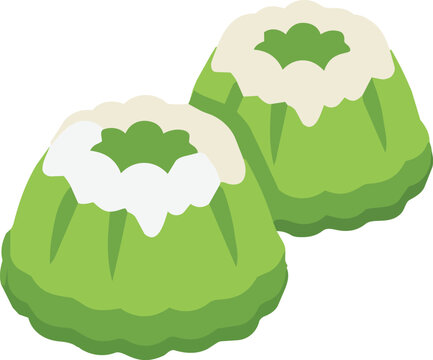 Putu Ayu Traditional Steamed Pandan Cake Vector Illustration