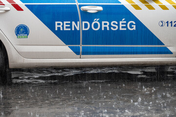 Rain Drops On Hungarian Police Car © Daniel
