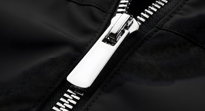 zipper on black leather jacket