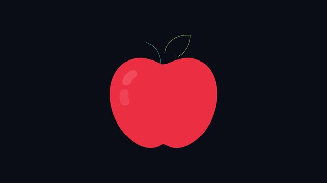 Stylized flat icon motion of a fresh red apple