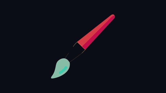 Single paint brush with teal head and red handle