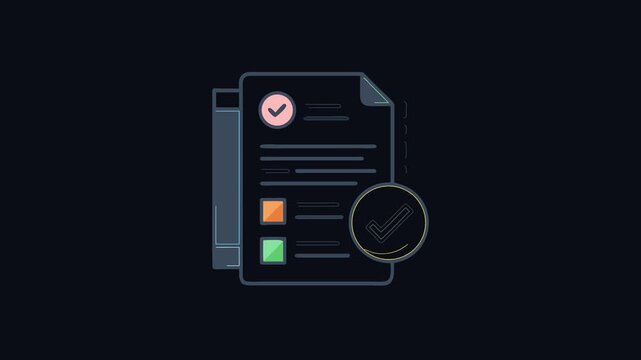 Colorful checklist design indicating task completion and approval status