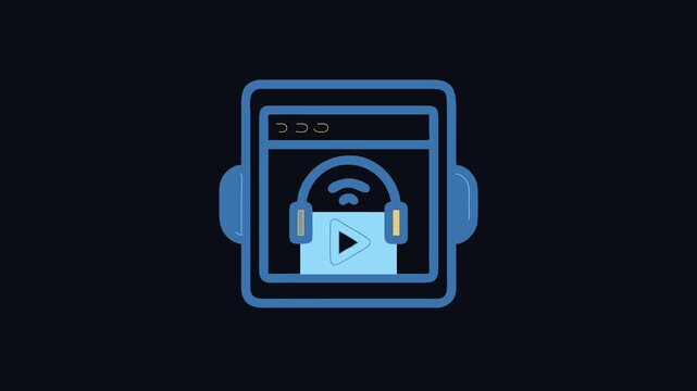 Digital tablet with headphones for media streaming concept icon