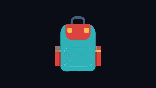 motion illustration of a blue and red school backpack