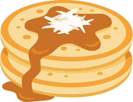 elicious pancake stack with syrup and butter vector illustration