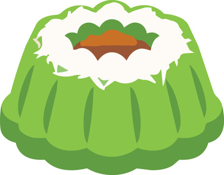 Putu Ayu Traditional Steamed Pandan Cake Vector Illustration