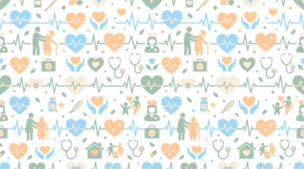 Pastel Heart and Leaf Seamless Pattern for Fabric and Wallpaper. © pixel*