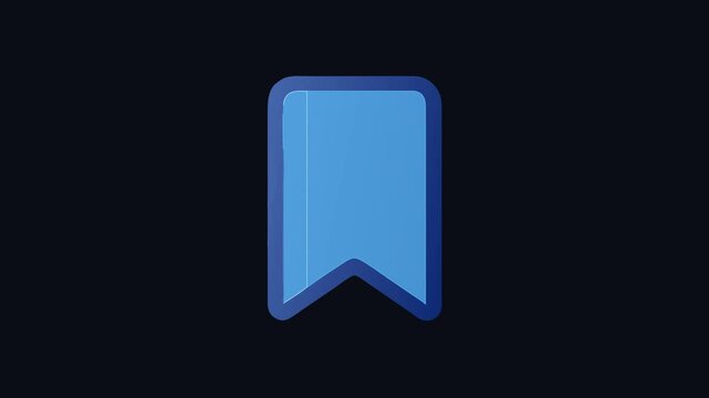 Modern blue bookmark icon on black background illustration