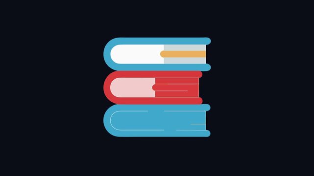 Colorful flat design stack of books against black backdrop