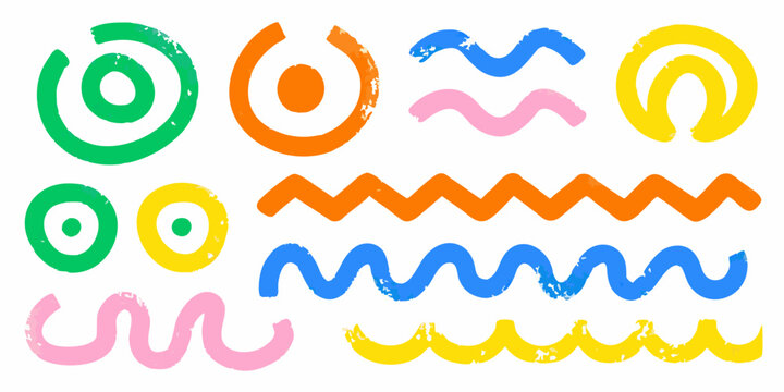 Hand Drawn Wavy Lines And Spirals Colorful Vector Illustration