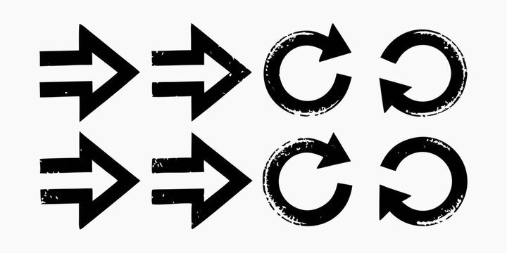Black Directional Arrows And Circular Loops Silhouette Style