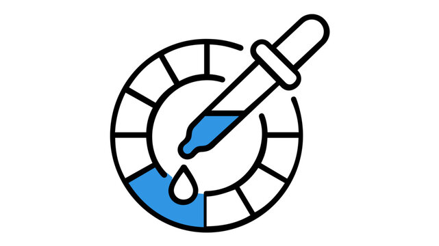 Digital eyedropper tool vector illustration for color picking and graphic design, minimalist line icon for creative software interface, professional pipette symbol on white background.