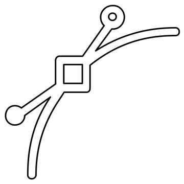 Minimalist vector icon of an anchor point with bezier handles for graphic design software, professional illustration tool for digital artists and web designers creating precise paths and curves.