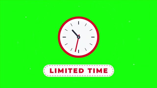 Limited Time Offer Clock Animation on Green Screen for Promotions and Sales.