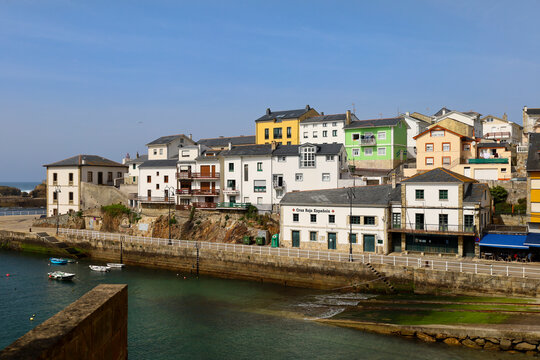 Beautiful view of Tapia de Casariego town and its small fishing port in Asturias