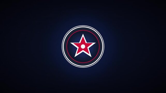 Radiant Celebration Badge Animation with Orbiting Stars and Expanding Decorative Rays.