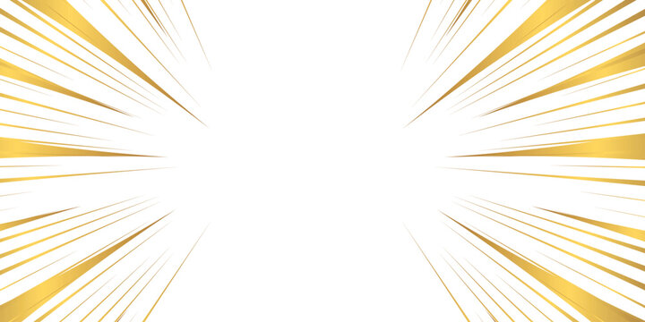Gold Explosive Comic Book Speed Line Burst with Radial Motion Rays, Anime Action Impact Background and Center Copy Space