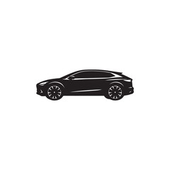 Fototapeta premium Black silhouette icon of a modern crossover suv car with crossover automobile transport