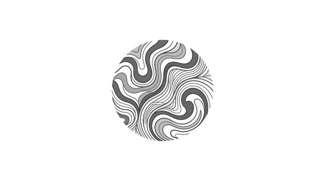 Borderless circular cluster of fluid marbled wave patterns.