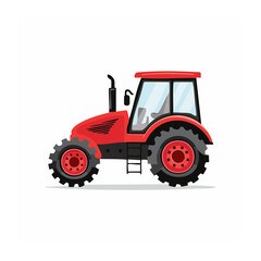 Naklejka premium Red tractor illustration on white background