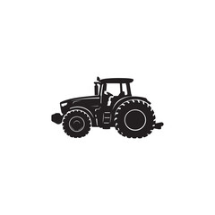 Obraz premium Black silhouette of a classic agricultural tractor isolated on white background