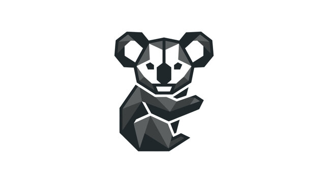 Geometric low poly koala bear animal icon.