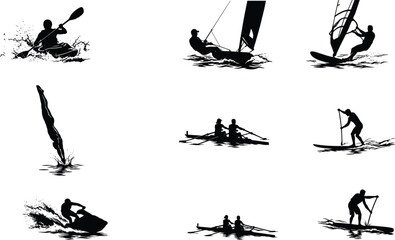 Original name(s): Winter sports black silhouettes set featuring ice hockey skiing snowboarding figure skating curling cross country ski and sledding.eps, © Yousuf