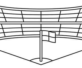 Corner Flag at a Soccer Stadium Line Art © Fahrul