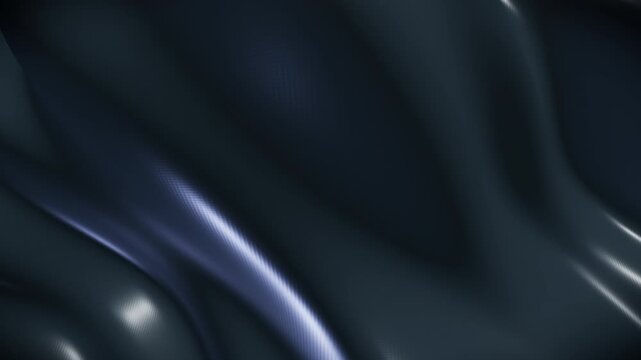 Obsidian silver luxury silk fabric, a dynamically rendered 3D motion graphics video background with an infinite loop on black