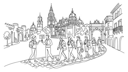 Obraz premium People walking on a city street.