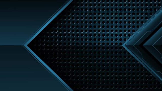 Abstract dark metallic background with chevron arrows and perforated texture animation