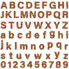 Fototapeta premium Colorful alphabet and number letters set isolated on transparent background
